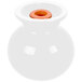 A white round Fiesta salt shaker with an orange top.