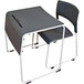 A Luxor slate gray desk and chair set with powder-coated steel frames.