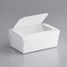 A white Bio-Pak paper take-out container with a windowed lid.