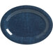 An American Metalcraft Jane Casual denim oval melamine platter with a textured surface in blue.