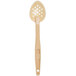 A close-up of a beige Cambro Camwear perforated salad bar spoon.