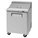 A Turbo Air stainless steel refrigerated sandwich prep table with an open door.