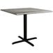 A Lancaster Table & Seating Excalibur square dining height table with a textured Toscano finish and a black base plate.