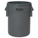 A gray Continental Huskee BackSaver round plastic trash can with ribs.