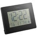 A black digital Taylor wall clock with white numbers and a thermometer.