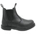 A Genuine Grip black leather boot with a black sole.