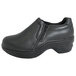 A Genuine Grip black leather clog for women with a zipper.