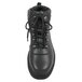 A close-up of a Genuine Grip black leather boot with laces.