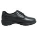 A black full grain leather Genuine Grip women's shoe with laces and a rubber sole.