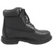 A Genuine Grip black leather boot with laces.