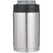A silver Grizzly stainless steel can with a black lid.
