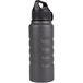 A black stainless steel Grizzly water bottle with a textured charcoal grip.
