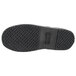 The black rubber sole with a pattern on the bottom of a Genuine Grip Men's black leather slip-on shoe.