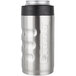A silver stainless steel Grizzly can with a black handle.