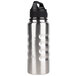 A Grizzly stainless steel water bottle with a black lid.