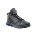 A black Shoes For Crews Tigon men's athletic shoe with a blue sole.