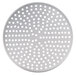An American Metalcraft aluminum pizza pan with perforations in the surface.