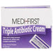 A box of Medique Medi-First antibiotic cream packets.