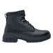 A black women's Shoes For Crews work boot with laces.