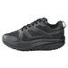 A black water-resistant non-slip athletic shoe for women.