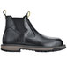 A black ACE Firebrand work boot with yellow rubber soles.