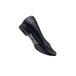 A close-up of a black Shoes For Crews Reese women's dress shoe with a rubber sole.