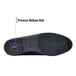 The sole of a black Shoes For Crews Reese dress shoe with the pressure release heel.