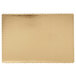 A gold laminated rectangular full sheet cake pad with scalloped edges.
