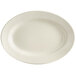 Choice 12 1/2" x 8 7/8" Ivory (American White) Wide Rim Rolled Edge Oval Stoneware Platter - 12/Case Main Thumbnail 3