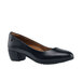 A black leather Women's Willa dress shoe with a soft toe.