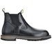 A black leather ACE Firebrand work boot with yellow accents.