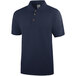 A navy Henry Segal short sleeve polo shirt with wood buttons.