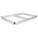 A white rectangular MFG Tray fiberglass sheet pan extender with metal bars dividing it.