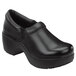 A black leather SR Max women's clog shoe.
