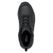 A close-up of a black SR Max Carbondale athletic shoe with laces.