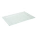 A rectangular clear glass platter with a bubble texture.