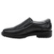 A black SR Max men's slip-on dress shoe with a rubber sole.