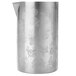 A silver stainless steel Barfly mixing tin with designs on it.