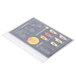 Menu Solutions clear plastic page protectors for middle ring menu tents with a menu inside.
