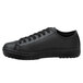 A black leather SR Max casual shoe with laces.