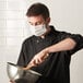 Mercer Culinary M69011WH Customizable White Reusable Non-Woven Polypropylene Pleated Protective Face Mask - 8 3/4" x 3 3/8" Main Thumbnail 1