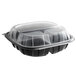 9" x 9" x 3" Microwaveable 3-Compartment (22 / 9 / 9 oz.) Plastic Hinged Container - 112/Case Main Thumbnail 4