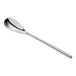 A Fortessa stainless steel soup/dessert spoon with a long silver handle.
