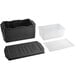 A black Cambro Cam GoBox food pan carrier with a translucent food pan and seal cover.