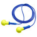 3M E-A-R Push-Ins yellow and blue corded foam earplugs.