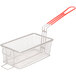 A Grindmaster full size fryer basket with a wire basket and red handles.
