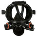 A 3M full face respirator with black and red lenses.