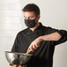 Mercer Culinary M69011BK Customizable Black Reusable Non-Woven Polypropylene Pleated Protective Face Mask - 8 3/4" x 3 3/8" Main Thumbnail 1
