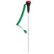 A long metal rod with a green and black electric cord and a red and black handle.