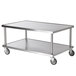 A stainless steel Vollrath equipment stand with casters.